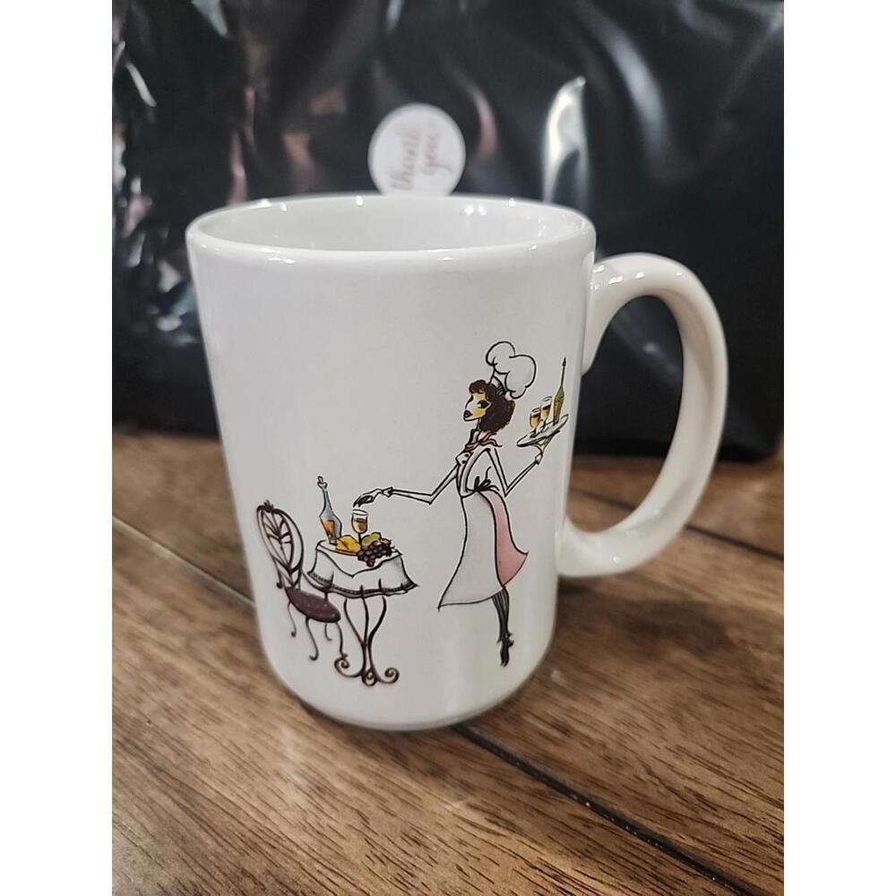 Royal Norfolk coffee mug with wine waitress design